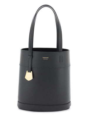 FERRAGAMO Smooth Leather Charming Tote Handbag for Women - Black