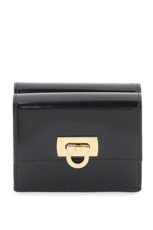 CHLOÉ Black Leather Wallet with Gancini Hook Closure - Women's Fashion Accessory