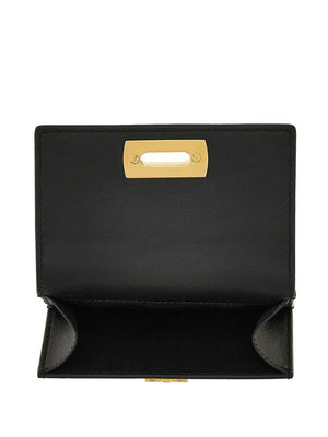 CHLOÉ Black Leather Wallet with Gancini Hook Closure - Women's Fashion Accessory