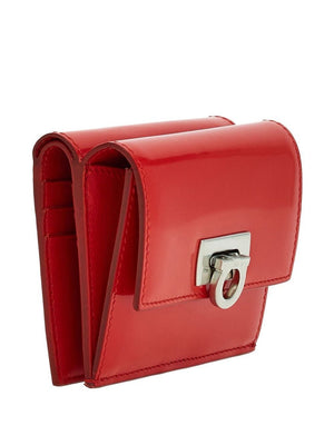 FERRAGAMO Gorgeous Red Leather Wallet for Women | FW23 Collection