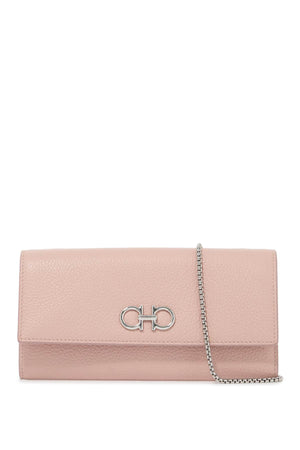 FERRAGAMO Elegant Mini Leather Clutch with Silver Hook Detail