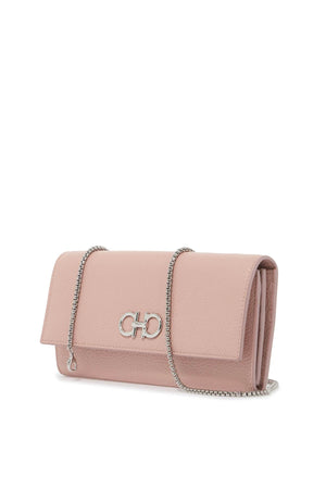 FERRAGAMO Elegant Mini Leather Clutch with Silver Hook Detail