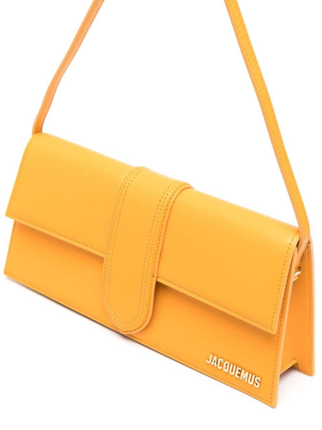 JACQUEMUS Apricot Mini Leather Crossbody Bag with Detachable Strap and Gold-Tone Accents