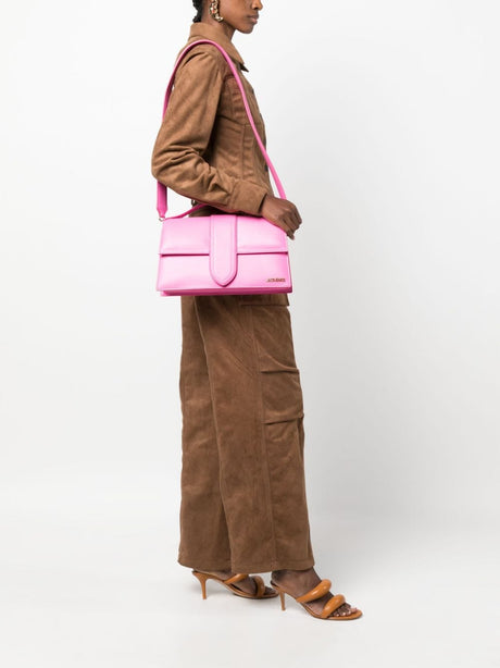 JACQUEMUS Fuchsia Pink Leather Tote Handbag for Women