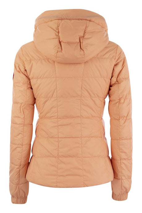 CANADA GOOSE Women's Salmon Rose Hooded Down Jacket for Outdoor Pursuits