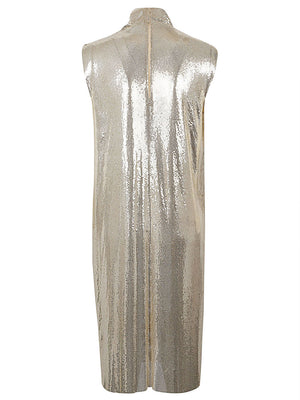 MAX MARA SPORTMAX Glamorous Metallic-Knit Mini Dress for Women in Shimmering Gold