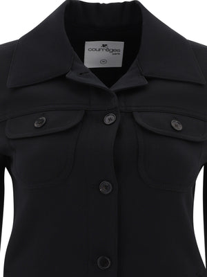 COURREGÈS Black Twill Overshirt Trucker Jacket for Women - SS24