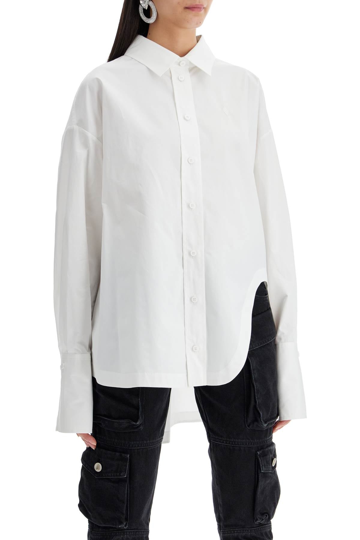 THE ATTICO Maxi Diana Cotton Poplin Shirt with Side Slit