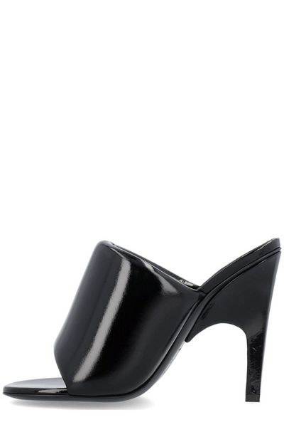 THE ATTICO Black Eco-Patent Leather Rem Sandals for Women