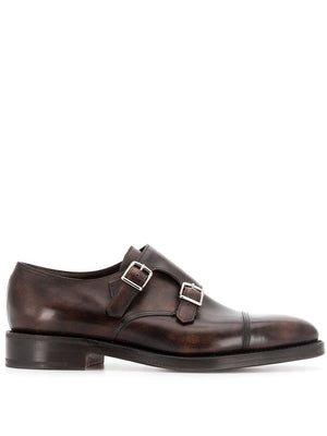 JOHN LOBB Sophisticated Brown Leather Monk Shoes for Men