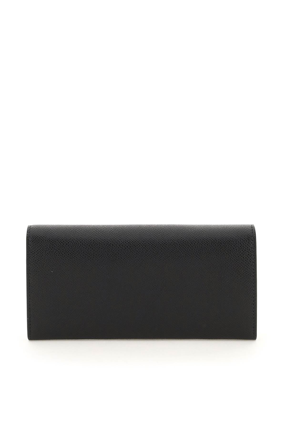FERRAGAMO Gancini Hook Continental Wallet in Grained Leather with Clip Closure and Central Zipper Pocket
