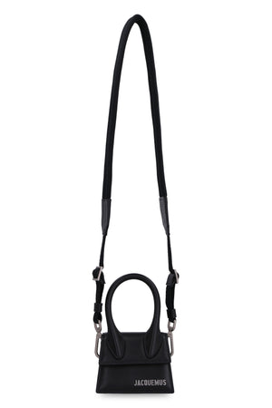 JACQUEMUS Mini Black Leather Crossbody Bag with Adjustable Strap and Silver-Tone Accents