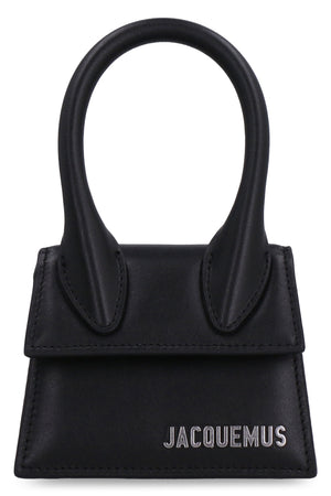 JACQUEMUS Mini Black Leather Crossbody Bag with Adjustable Strap and Silver-Tone Accents