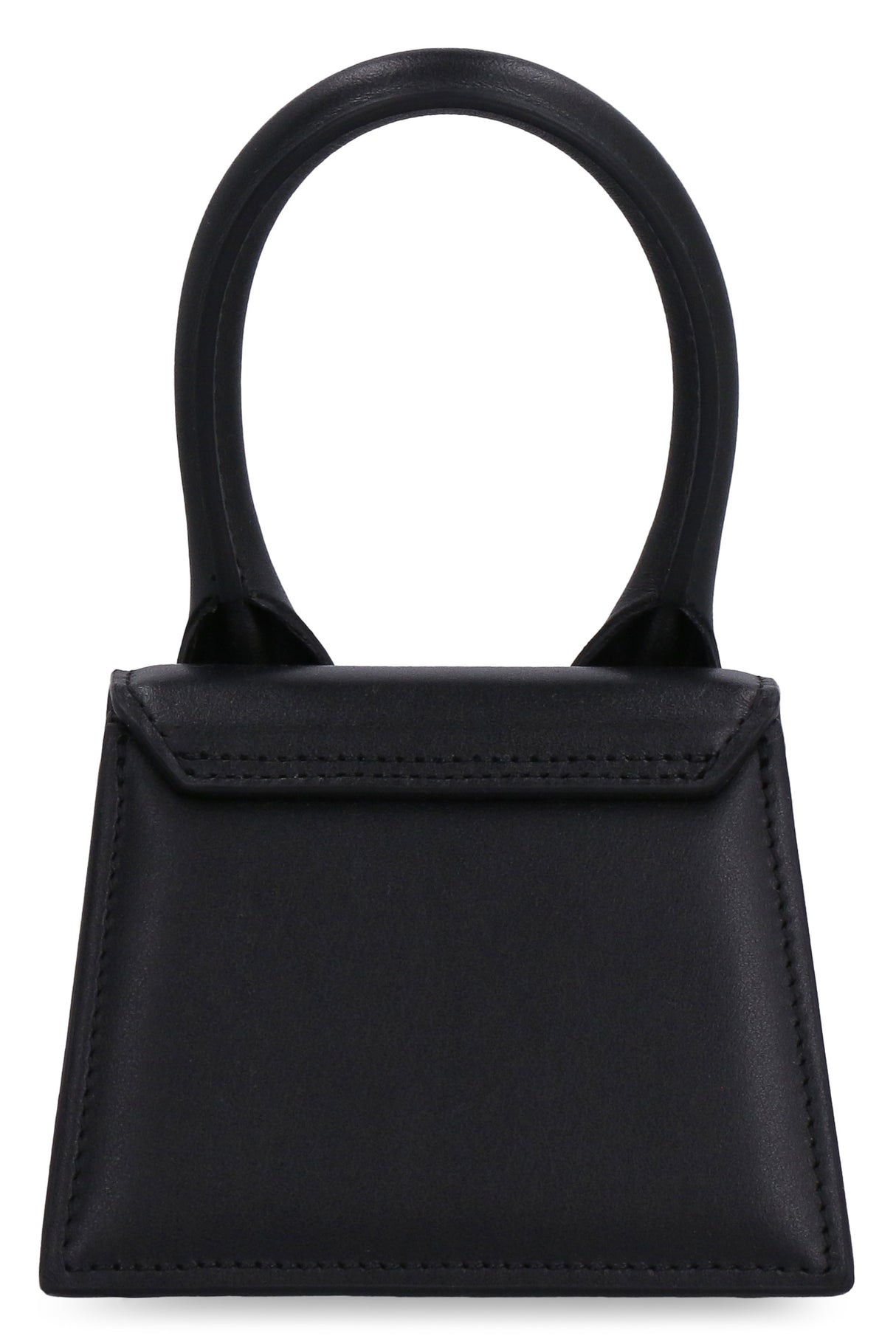 JACQUEMUS Mini Black Leather Crossbody Bag with Adjustable Strap and Silver-Tone Accents