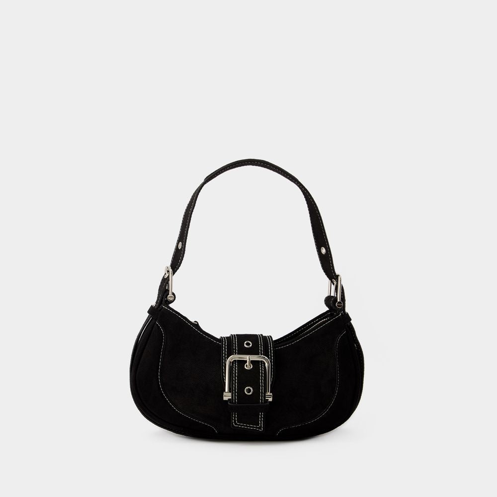 OSOI Elegant Black Leather Hobo Shoulder Bag