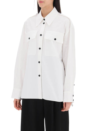 KHAITE Crispy Cotton Poplin Oversized Shirt | Low-Set Sleeves, Italian Collar, American Button Placket