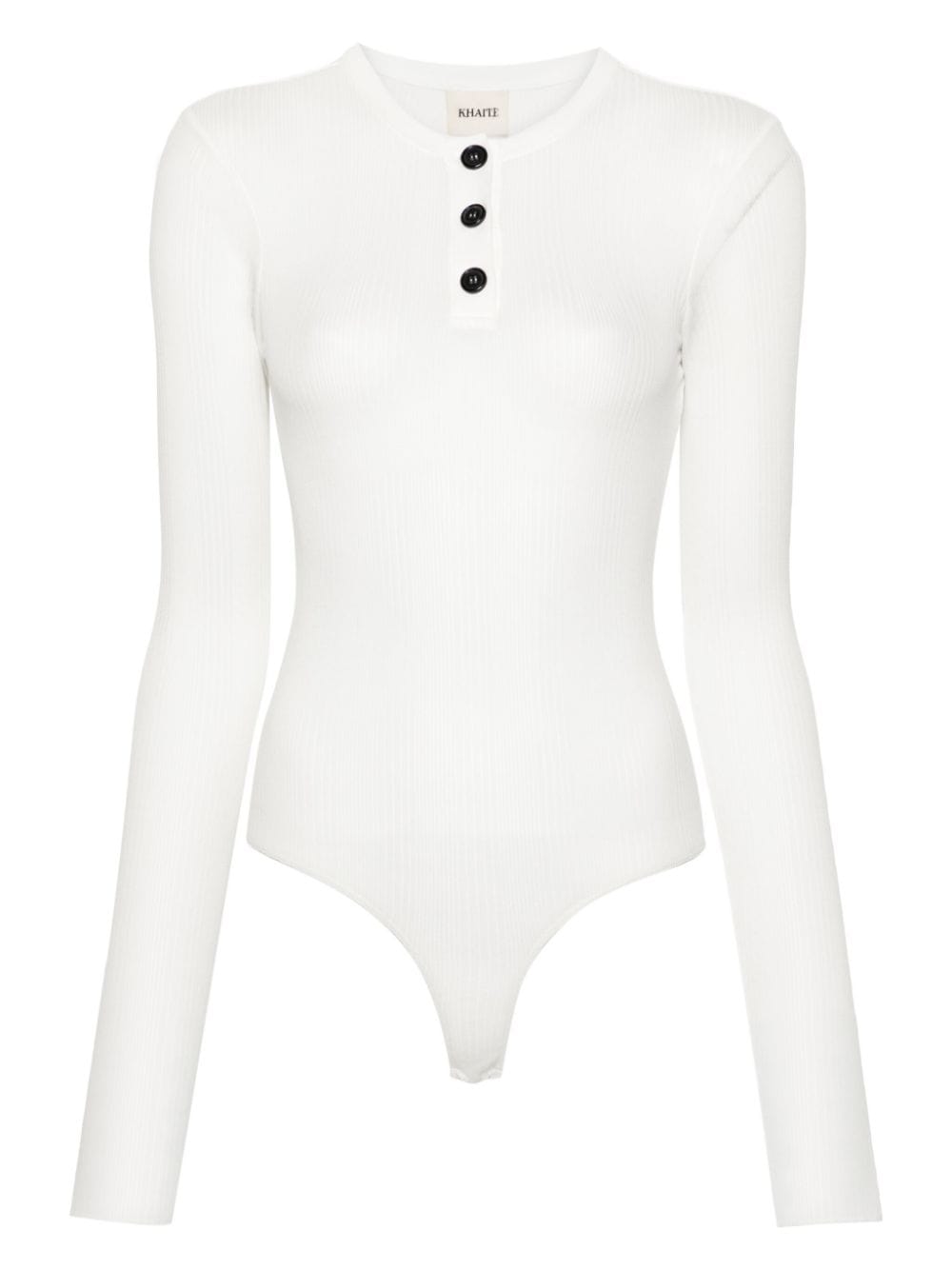 Semi-Sheer Cotton Blend Henley Bodysuit cho Phụ nữ