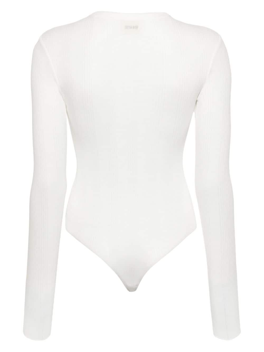 Semi-Sheer Cotton Blend Henley Bodysuit cho Phụ nữ