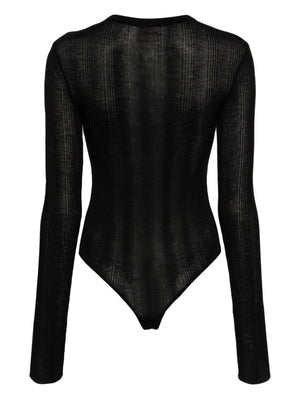 Semi-Sheer Cotton Blend Henley Bodysuit cho Phụ nữ