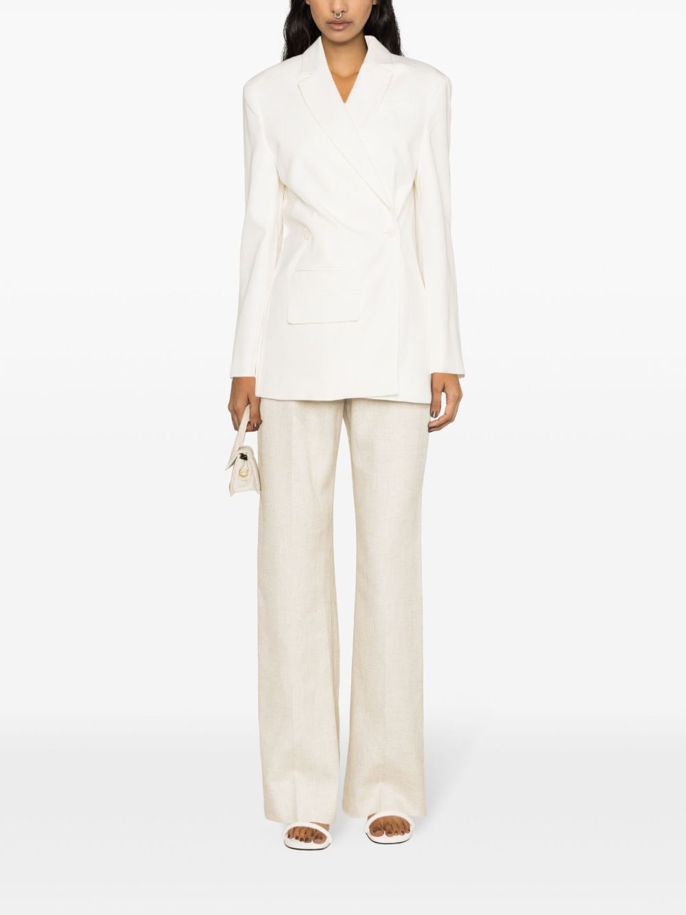 JACQUEMUS The VESTE TIBAU BLAZER: Elegant White Double-Breasted Tailored Jacket