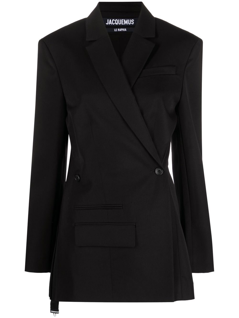 Áo blazer hai hàng cúc màu đen không dây