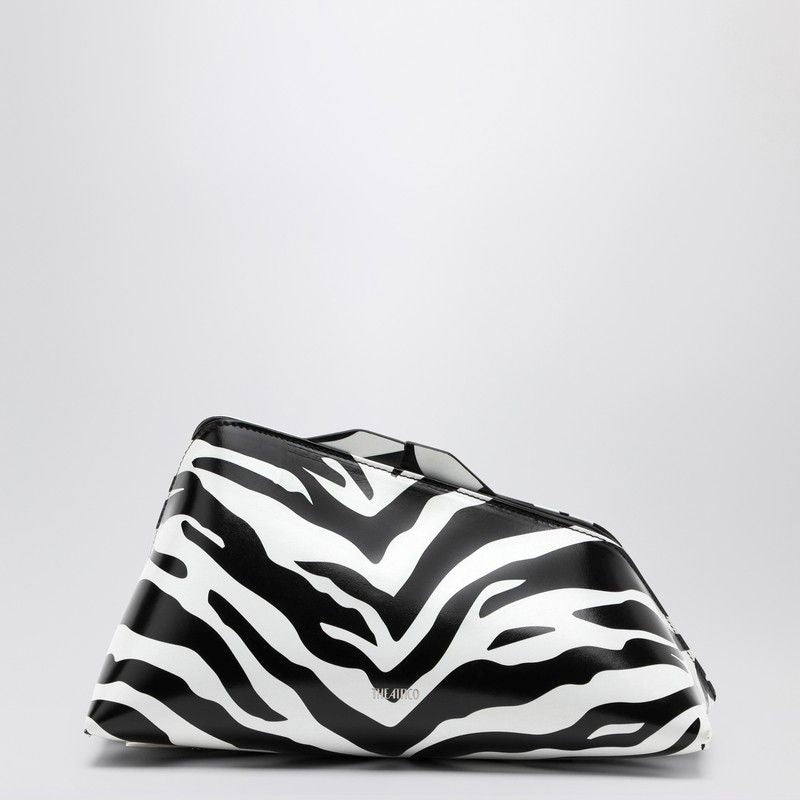 THE ATTICO Zebra-Patterned Leather Mini Clutch with Magnetic Closure