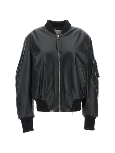 THE ATTICO Black Leather Jacket for Women - Classic and Stylish Outerwear for FW23