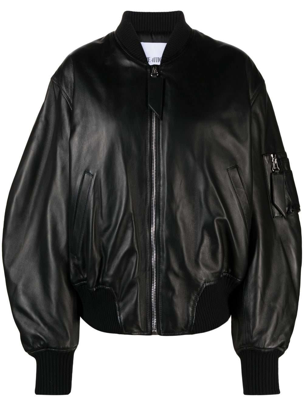 THE ATTICO Oversized Leather Bomber Jacket - Size 40 IT