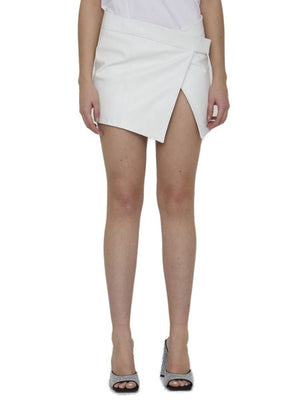 THE ATTICO White Leather Wrap Mini Skirt for Women