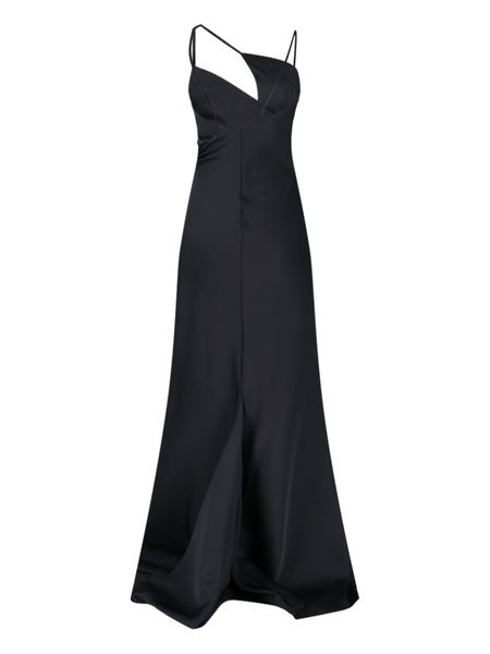 THE ATTICO Black Satin Asymmetric Long Dress for Women - SS23 Collection