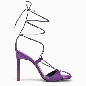 THE ATTICO Purple Satin High Sandal for Women with Slim Heel and Ankle Straps | SS23 Collection