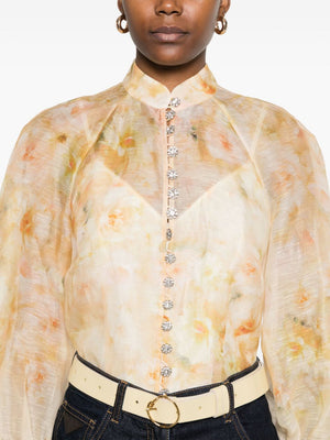 ZIMMERMANN Floral Printed Linen-Silk Blend Shirt