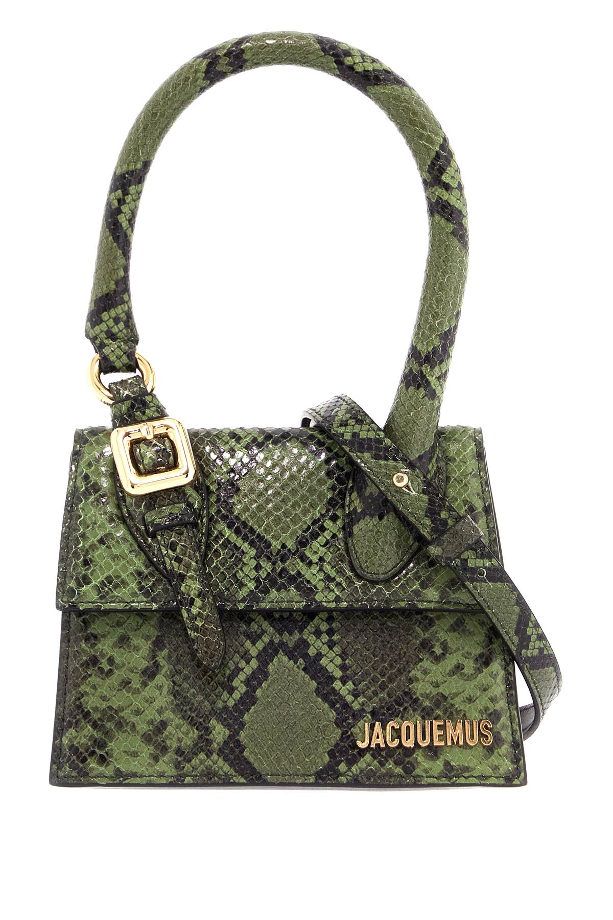 JACQUEMUS Chic Loop Handbag in Snake-Print Leather