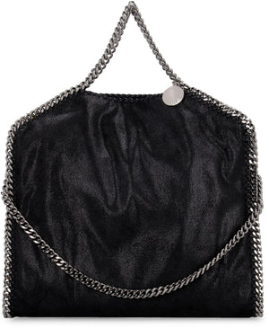 STELLA MCCARTNEY Black Shaggy Deer Tote Handbag for Women with Silver-Tone Chain Trim