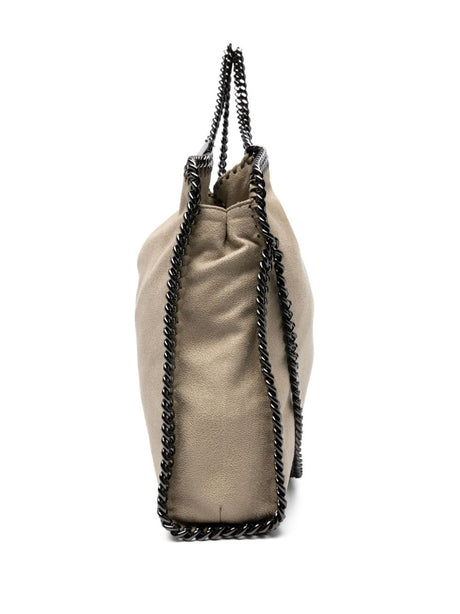 STELLA MCCARTNEY Chic Khaki Chain-Trim Tote with Whipstitch Detail