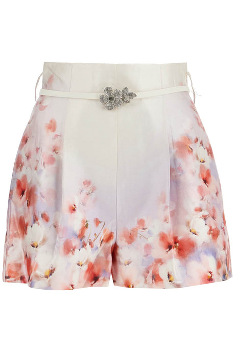 ZIMMERMANN Floral Silk and Cotton Mini Shorts