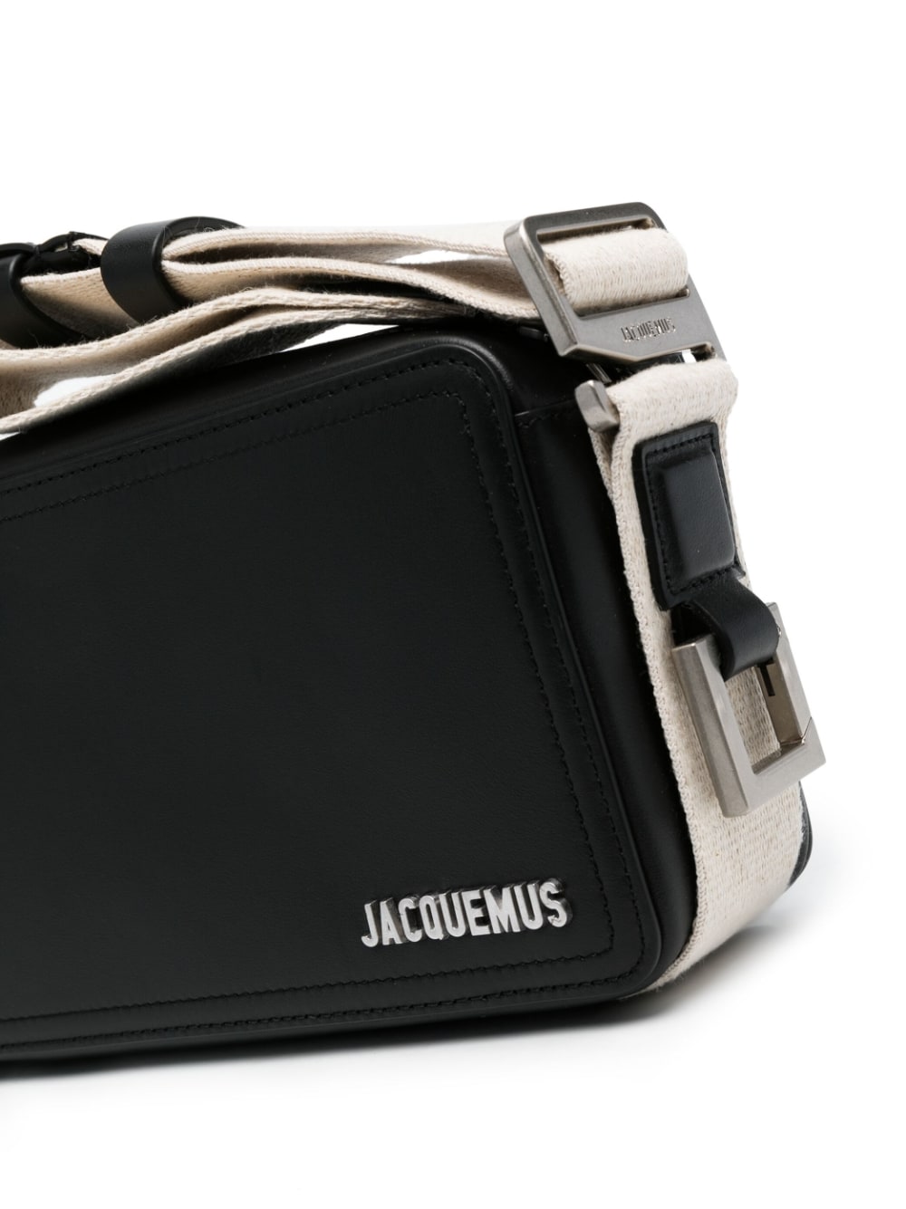 JACQUEMUS Mini Black Leather Horizontal Crossbody Camera Bag