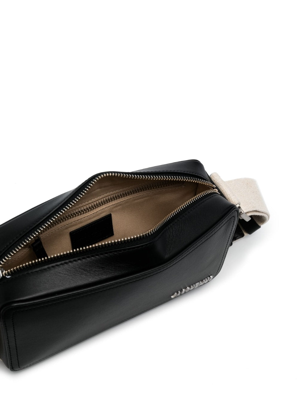 JACQUEMUS Mini Black Leather Horizontal Crossbody Camera Bag