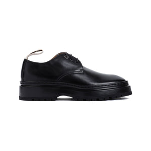 JACQUEMUS Black Leather Men's Lace-Up Moccasins for SS24