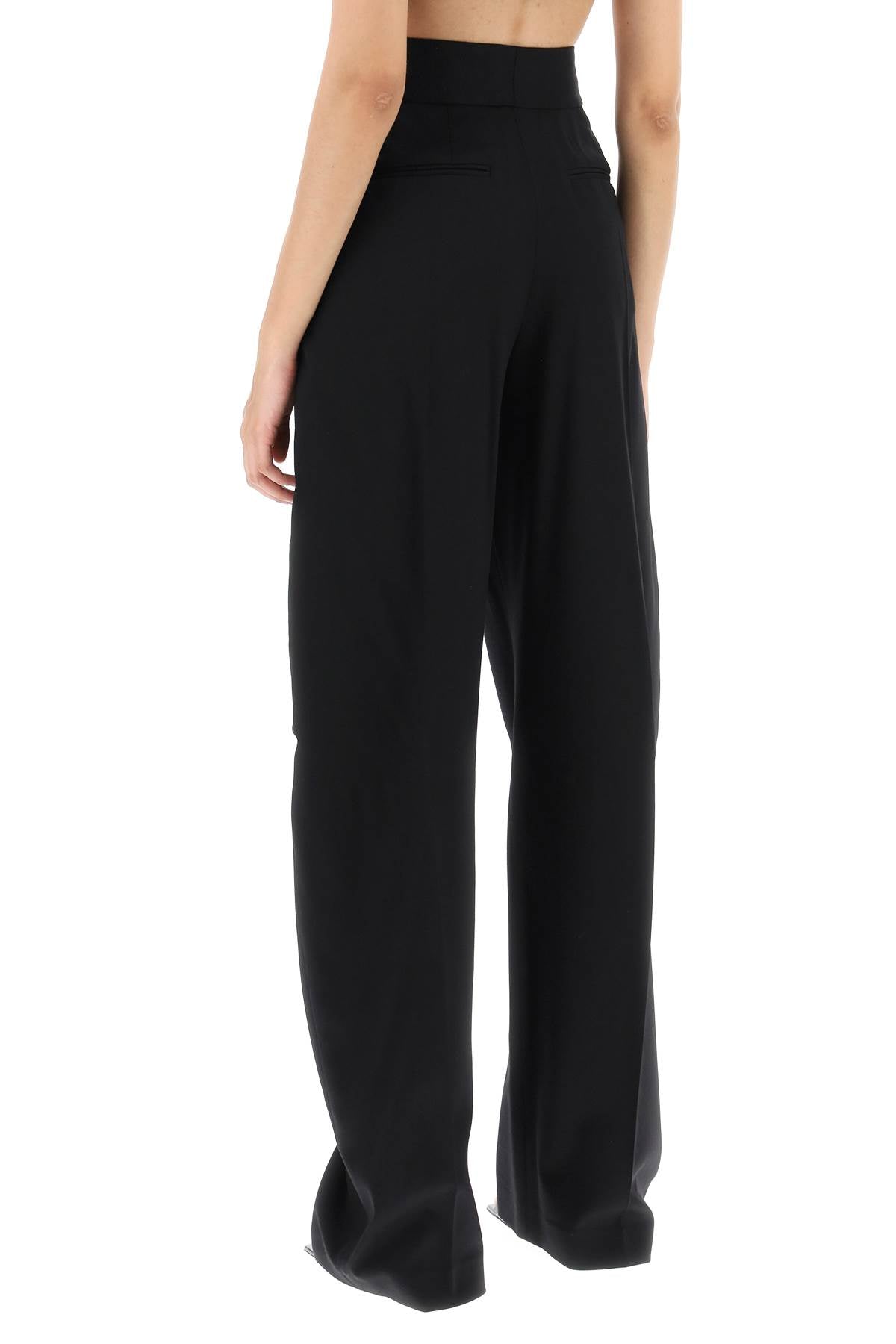 THE ATTICO High-Waisted Stretch Wool Trousers for Women in Black - FW23 Collection