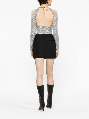 THE ATTICO Silver Sequin Crisscross Top - FW23