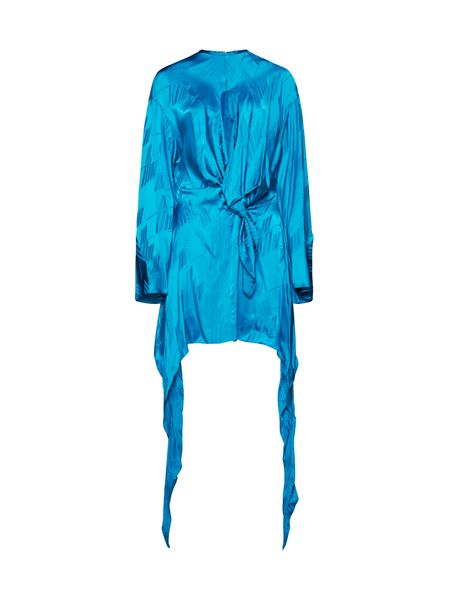 Chiếc váy hai tầng Thanh lịch bằng vải lụa mềm mại màu xanh da trời để dành cho phụ nữ