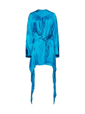 Chiếc váy hai tầng Thanh lịch bằng vải lụa mềm mại màu xanh da trời để dành cho phụ nữ