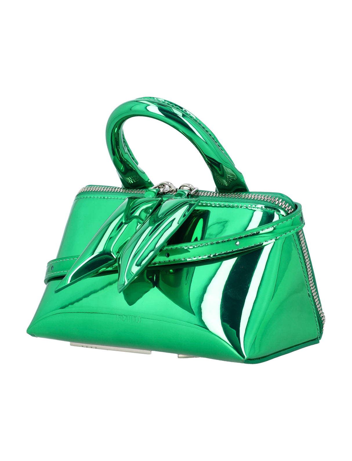 THE ATTICO Emerald Green Mini Top-Handle Handbag with Shoulder Strap - 11cm x 18cm x 10.5cm