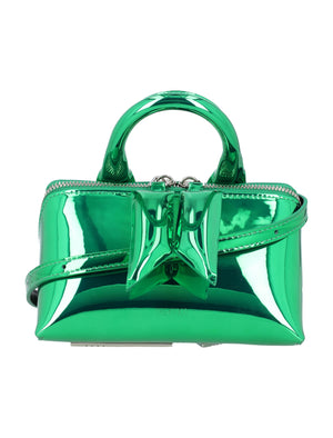 THE ATTICO Emerald Green Mini Top-Handle Handbag with Shoulder Strap - 11cm x 18cm x 10.5cm
