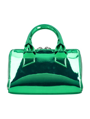 THE ATTICO Emerald Green Mini Top-Handle Handbag with Shoulder Strap - 11cm x 18cm x 10.5cm