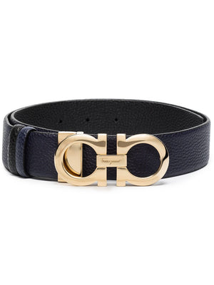 FERRAGAMO Reversible Leather Hammered-Effect Belt