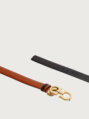 FERRAGAMO Reversible Leather Gancini Hook Belt