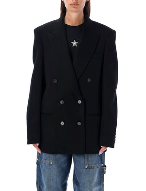 Áo khoác lông cừu đen nữ dày đôi cho mùa thu đông 2023