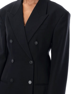 STELLA MCCARTNEY Women's Black Double Breasted Jacket with Padded Shoulders